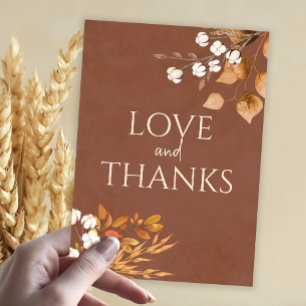 Cartão De Agradecimento Terracotta Autumn Deixa Casamento outono Boho