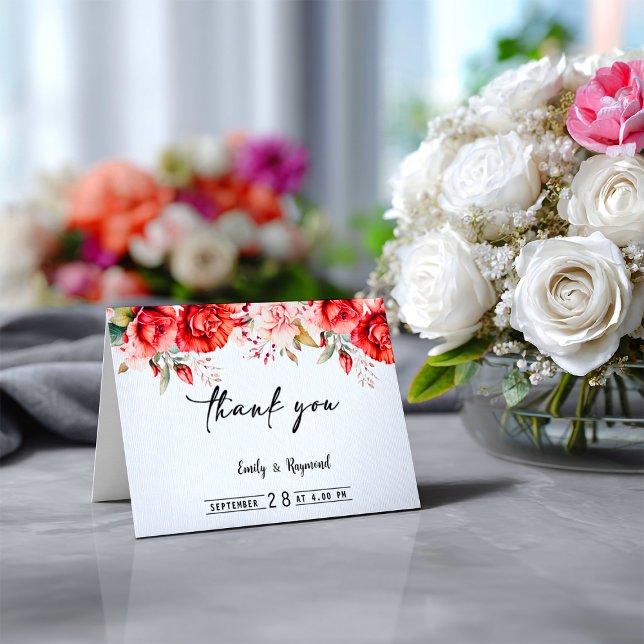 Cartão De Agradecimento Terracotta Burgundy Blush Floral Wedding (Criador carregado)