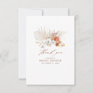 Cartão De Agradecimento Terracotta e Flores Brancas Boho Obrigada