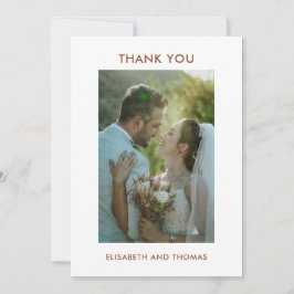 Cartão De Agradecimento Terracotta e foto do casamento elegante