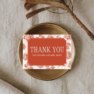 Cartão De Agradecimento Terracotta Elegant Chinoiserie Casamento