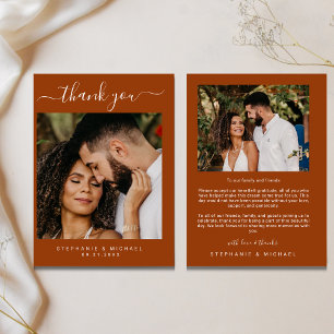 Cartão De Agradecimento Terracotta Elegant Modern 2 Foto Casamento