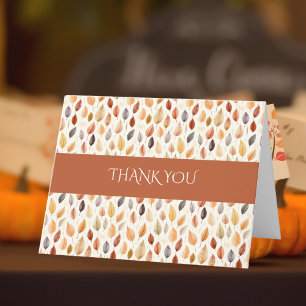 Cartão De Agradecimento Terracotta Elegante Aquarela Folhas de outono