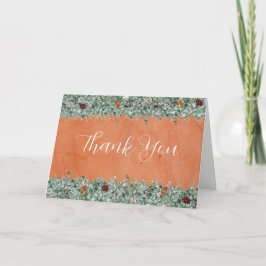 Cartão De Agradecimento Terracotta Eucalyptus Burgundy Orange Floral