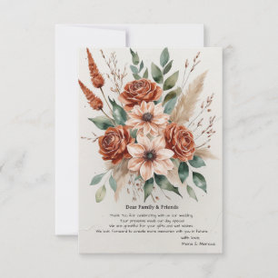 Cartão De Agradecimento Terracotta Florals Rustic Boho Wedding