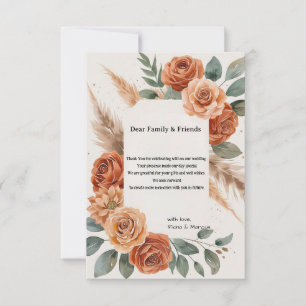 Cartão De Agradecimento Terracotta Florals Rustic Earthy Boho Wedding