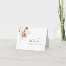 Cartão De Agradecimento Terracotta Marfim Flores Brancas Boho Agradeciment