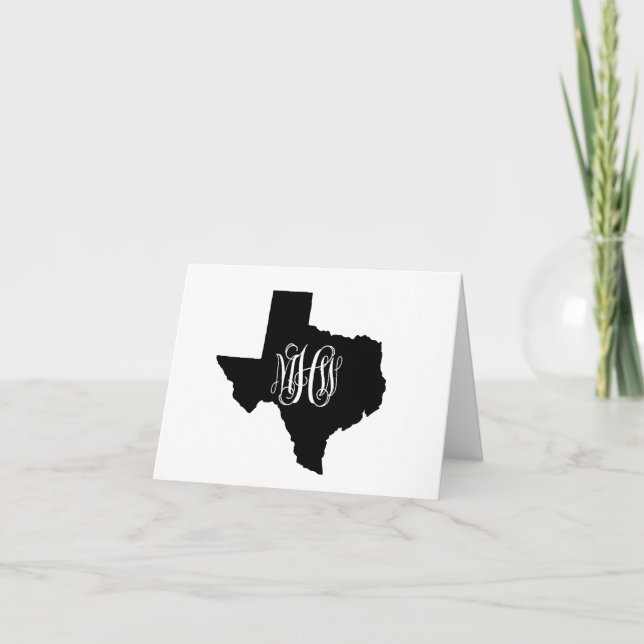 Cartão De Agradecimento Texas Black White 3 Init Vine Monograma DIY BG (Frente)