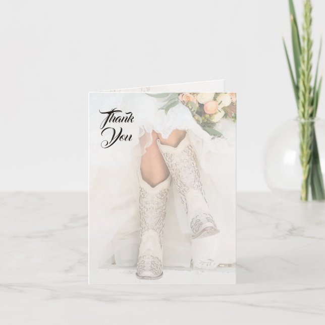 Cartão De Agradecimento Texas Bride no Chá de panela Rhinestone Boots (Frente)