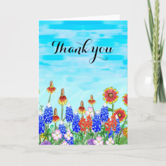 Cartão De Agradecimento Texas wildflowers Thank You card with bluebonnets