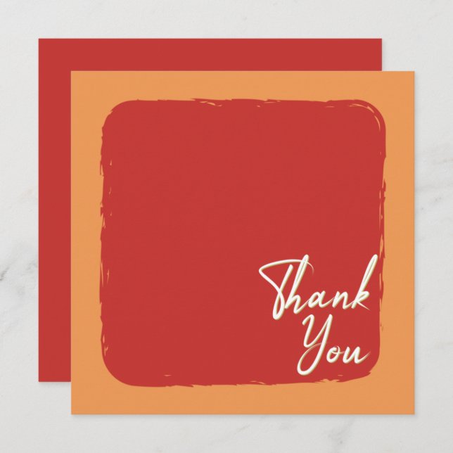 Cartão De Agradecimento Texto abstrato Laranja Vermelho e Branco (Frente/Verso)