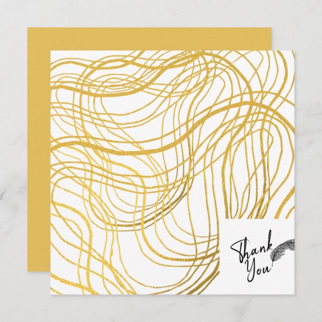 Cartão De Agradecimento Texto branco e preto Dourado elegante (Frente/Verso)