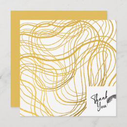 Cartão De Agradecimento Texto branco e preto Dourado elegante