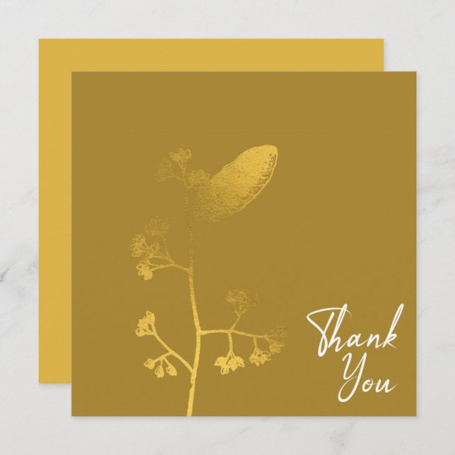 Cartão De Agradecimento Texto Branco Elegante para Inflação Dourada Chic (Frente/Verso)