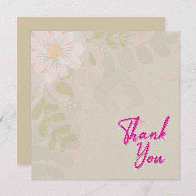 Cartão De Agradecimento Texto Cor-de-rosa-rosa e chic (Frente/Verso)