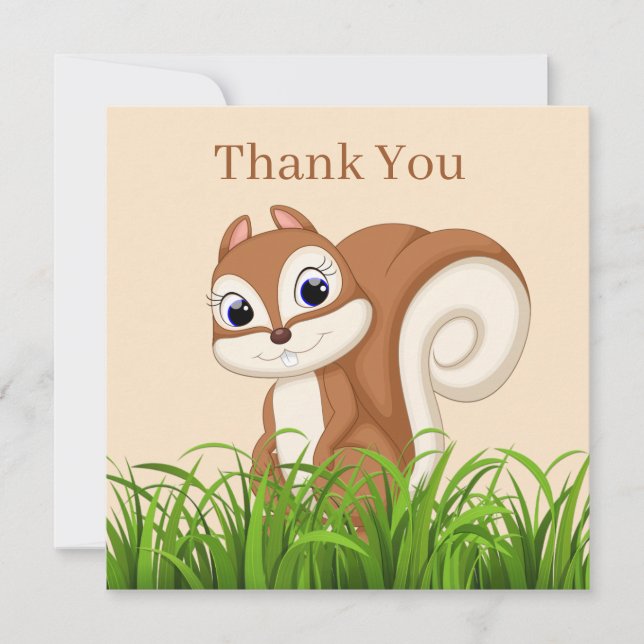 Cartão De Agradecimento Texto de adição de esquilo (Frente)