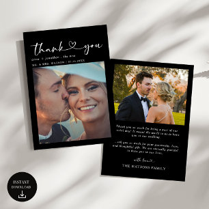 Cartão De Agradecimento Texto de Script Simples e Casamento de Foto Obriga