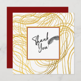 Cartão De Agradecimento Texto Dourado e Preto Simples Chic