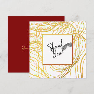 Cartão De Agradecimento Texto Dourado e Preto Simples Chic