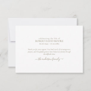 Cartão De Agradecimento Texto Dourado Simples Engano Funeral Obrigado