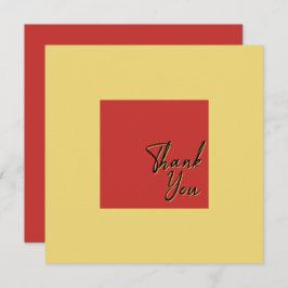Cartão De Agradecimento Texto Dourado vermelho e preto Quadrado Simples