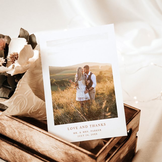 Cartão De Agradecimento Texto e Foto do Terracotta Elegante Simples | Casa (Criador carregado)