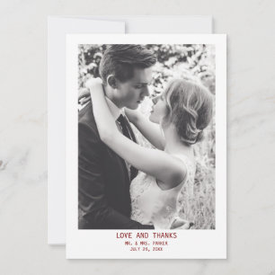 Cartão De Agradecimento Texto e Foto Elegante Simples Casamento