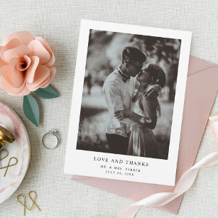 Cartão De Agradecimento Texto e Foto Elegante Simples   Casamento
