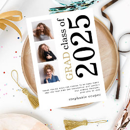 Cartão De Agradecimento Texto em negrito 2023 com 3 fotos modernas Graduaç
