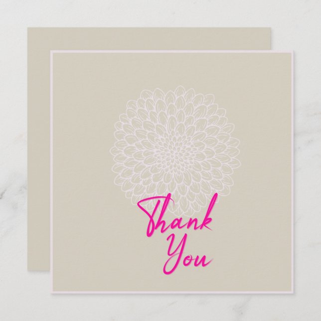 Cartão De Agradecimento Texto Floral e Rosa da Cinza Mauve Chic (Frente/Verso)