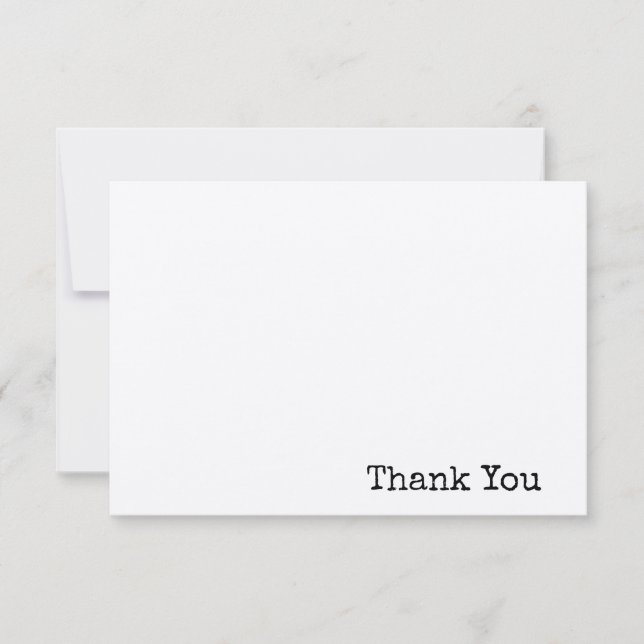 Cartão De Agradecimento texto minimalista de máquina de escrever moderna e (Frente)