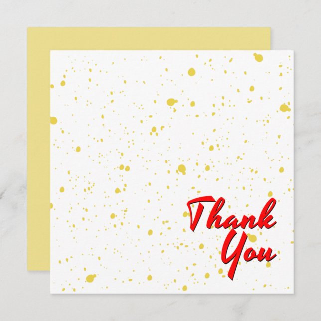 Cartão De Agradecimento Texto Vermelho dos Pontos de Aquarela de Explosão  (Frente/Verso)