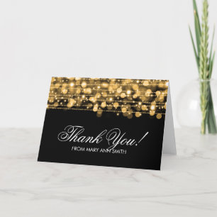 Cartão De Agradecimento "Thank you" 60th Birthday Party Sparkles Gold