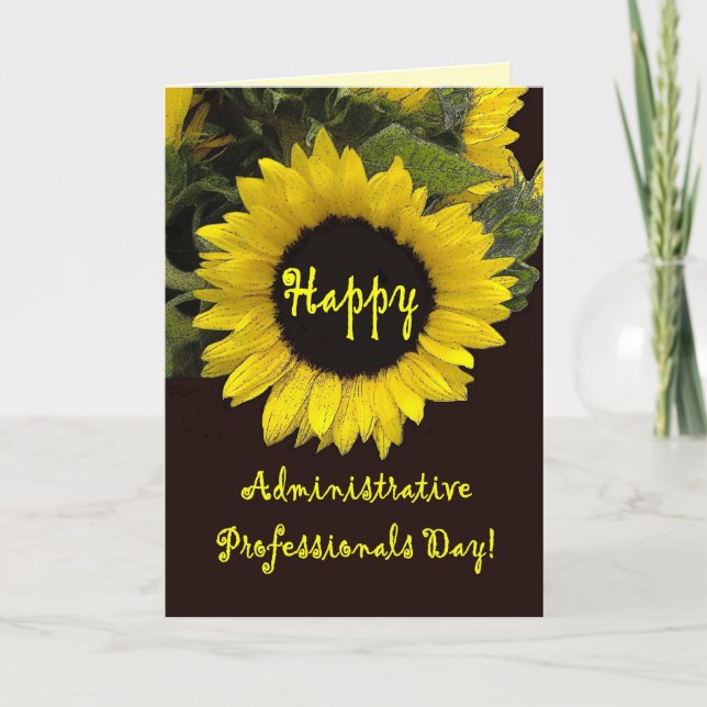 Cartão De Agradecimento THANK YOU Admin Professionals Day YELLOW SUNFLOWER (Frente)