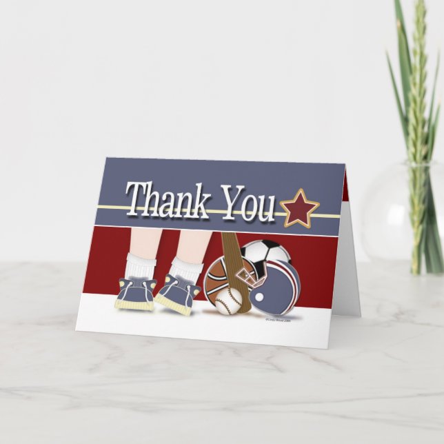 Cartão De Agradecimento Thank You All Sports Baby Gifts Template (Frente)