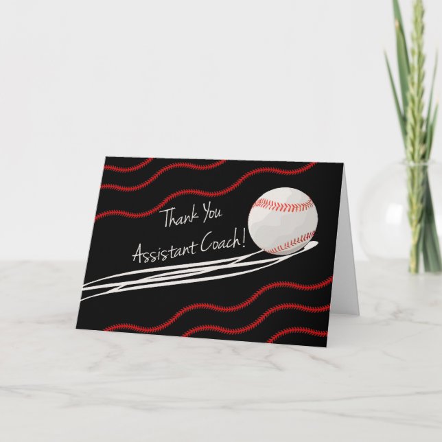 Cartão De Agradecimento Thank You Assistant Coach, Fastball & Stitches (Frente)