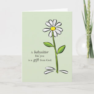 Cartão De Agradecimento Thank You Babysitter, Religious Green Daisy Flower