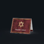 Cartão De Agradecimento THANK YOU bar mitzvah gold star maroon dark red<br><div class="desc">[ NOTE - THE GOLD EFFECT IS A PRINTED PICTURE ] A modern, simple design for a THANK YOU CARD Setup as a template it is simple for you to add your own details, or hit the customize button and you can add or change text, fonts, sizes etc TIP ::...</div>