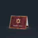 Cartão De Agradecimento THANK YOU bar mitzvah gold star maroon dark red<br><div class="desc">[ NOTE - THE GOLD EFFECT IS A PRINTED PICTURE ] A modern, simple design for a THANK YOU CARD Setup as a template it is simple for you to add your own details, or hit the customize button and you can add or change text, fonts, sizes etc TIP ::...</div>