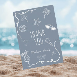 Cartão De Agradecimento Thank You Beach Doodle Bridal Shower Card