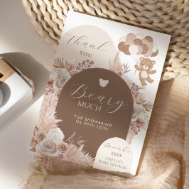 Cartão De Agradecimento Thank You Beary Much Neutral Teddy Bear Boho