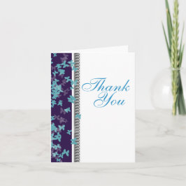 Cartão De Agradecimento Thank you blue purple white butterfly elegant
