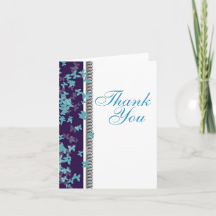 Cartão De Agradecimento Thank you blue purple white butterfly elegant