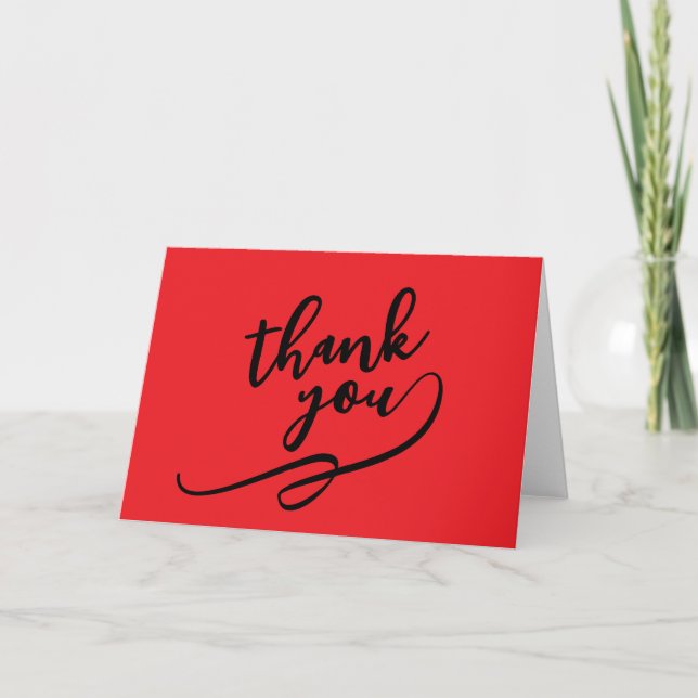 Cartão De Agradecimento Thank You Bright Red Classical Unique Simple (Frente)