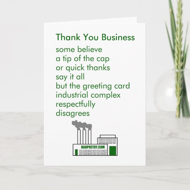 Cartão De Agradecimento Thank You Business - a funny thank you poem (Frente)