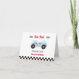 Cartão De Agradecimento Thank you card 2nd Birthday Too Fast, Vintage Race