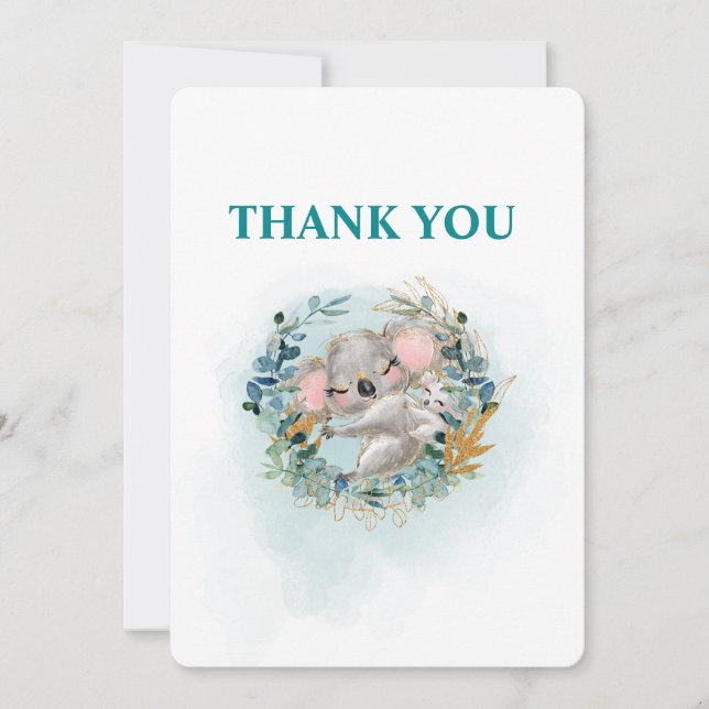 Cartão De Agradecimento Thank You Card Baby Shower "Baby Koala" (Frente)