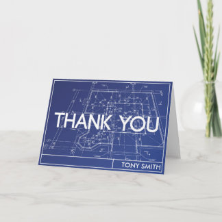 Cartão De Agradecimento Thank You Card - Blueprint Theme
