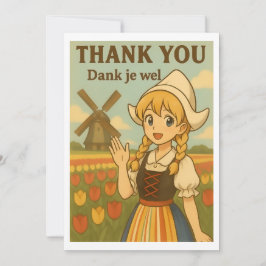 Cartão De Agradecimento Thank You Card - Dutch Girl in Tulip Field