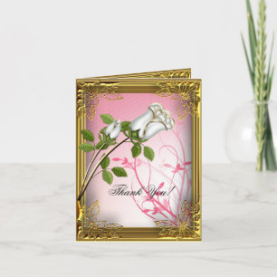 Cartão De Agradecimento Thank You Card Elite Pink White Rose Gold